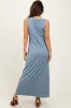 Light Blue Sleeveless Flared Scoop Neck Maxi Dress sold by Pinkblush