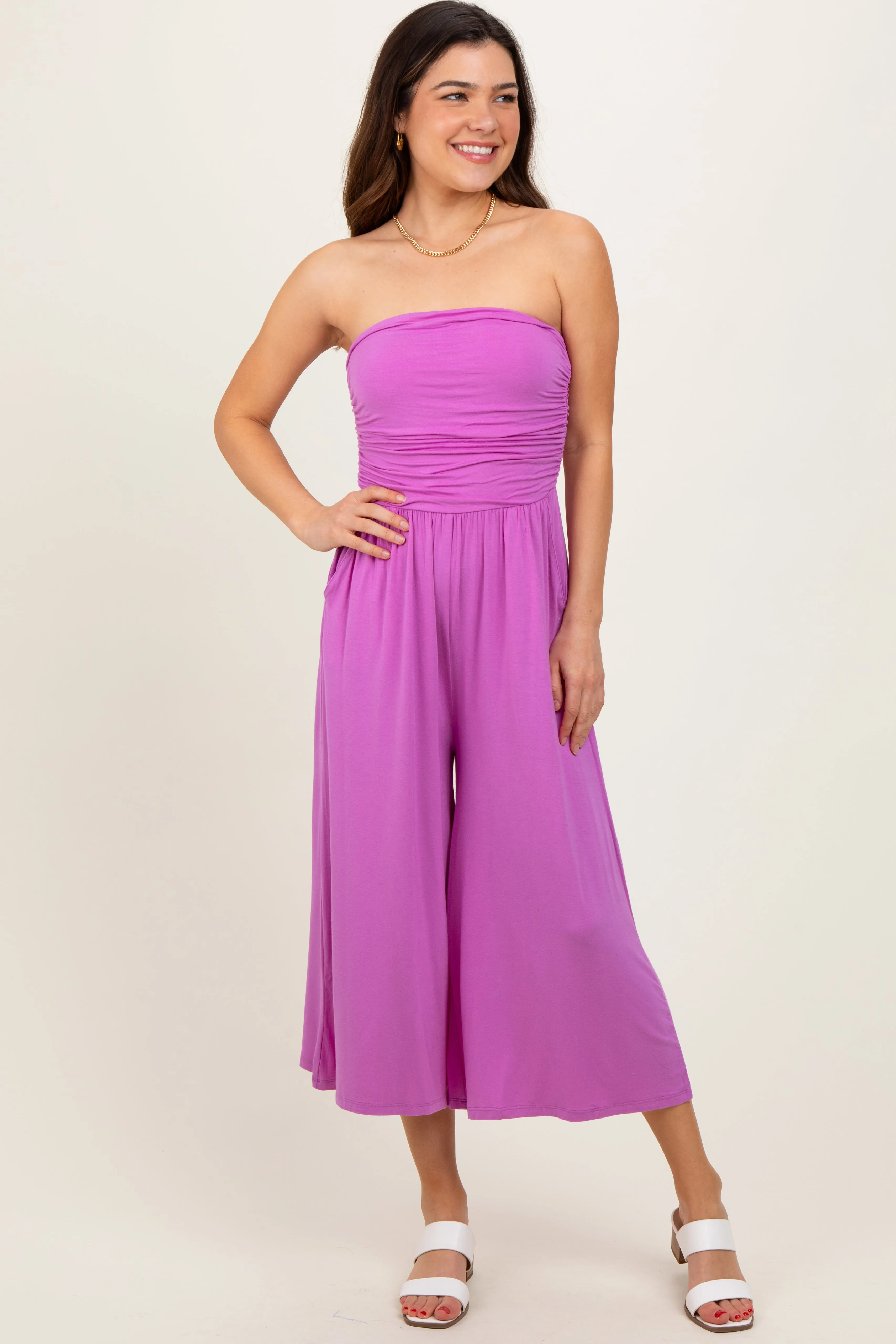 Lavender Double Layered Strapless Tube Top Jumpsuit sold by Pinkblush