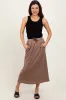 Mocha Terry Drawstring Midi Skirt sold by Pinkblush