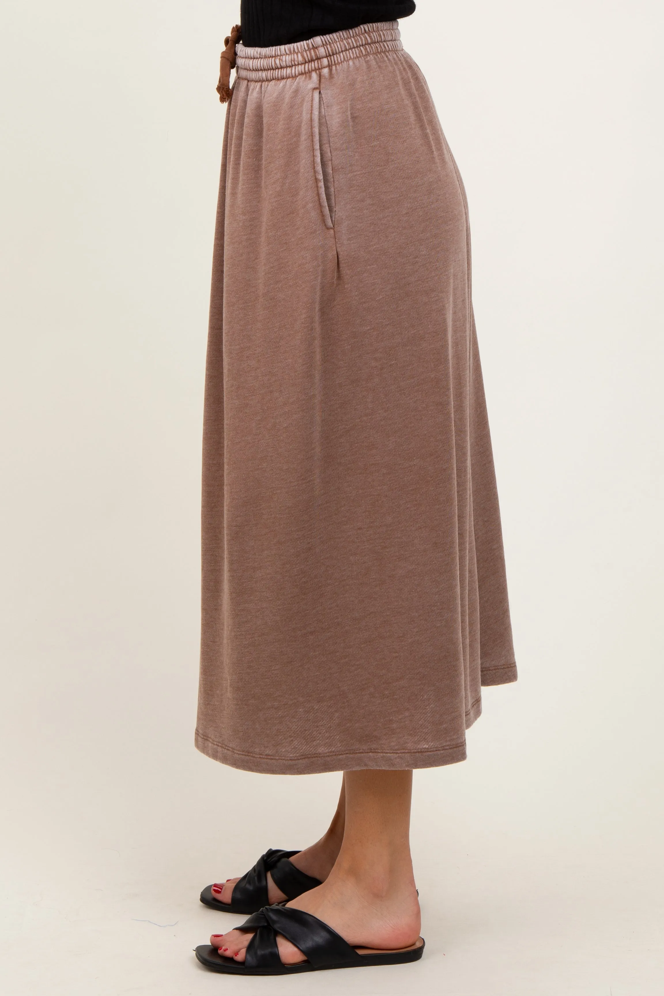Mocha Terry Drawstring Midi Skirt sold by Pinkblush product image thumbnail 4
