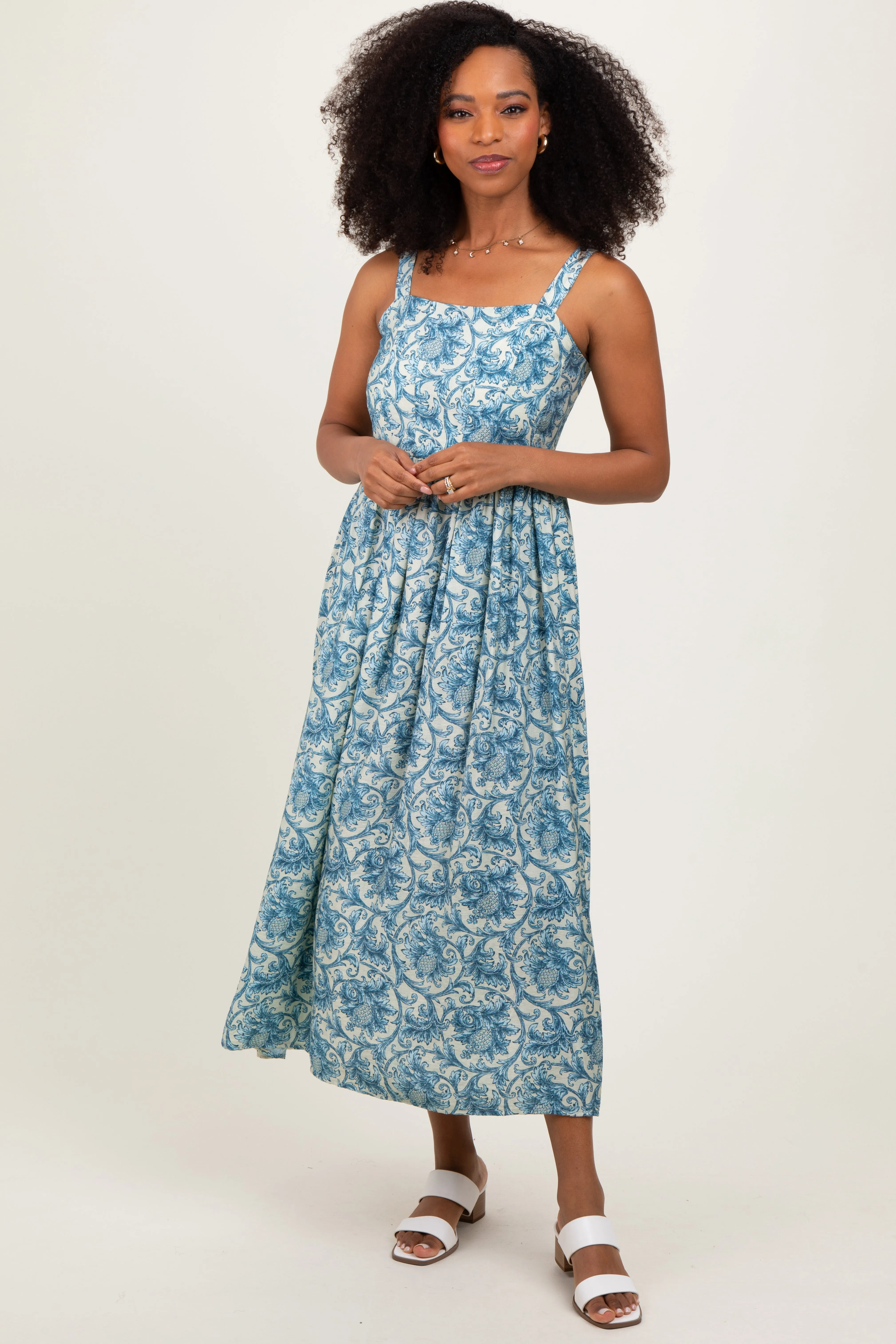 Blue Abstract Print Midi Dress sold by Pinkblush product image thumbnail 2