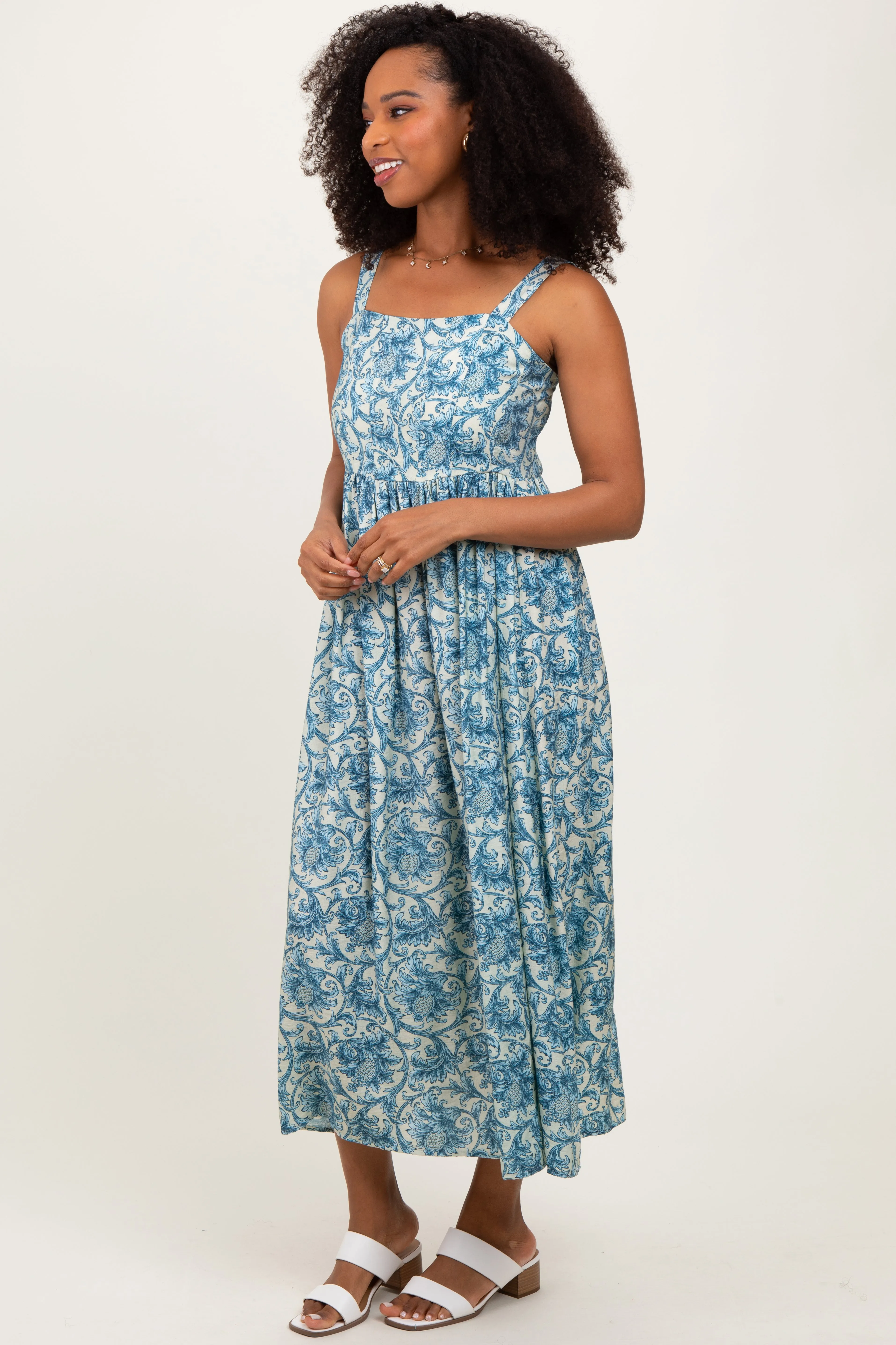 Blue Abstract Print Midi Dress sold by Pinkblush product image thumbnail 3