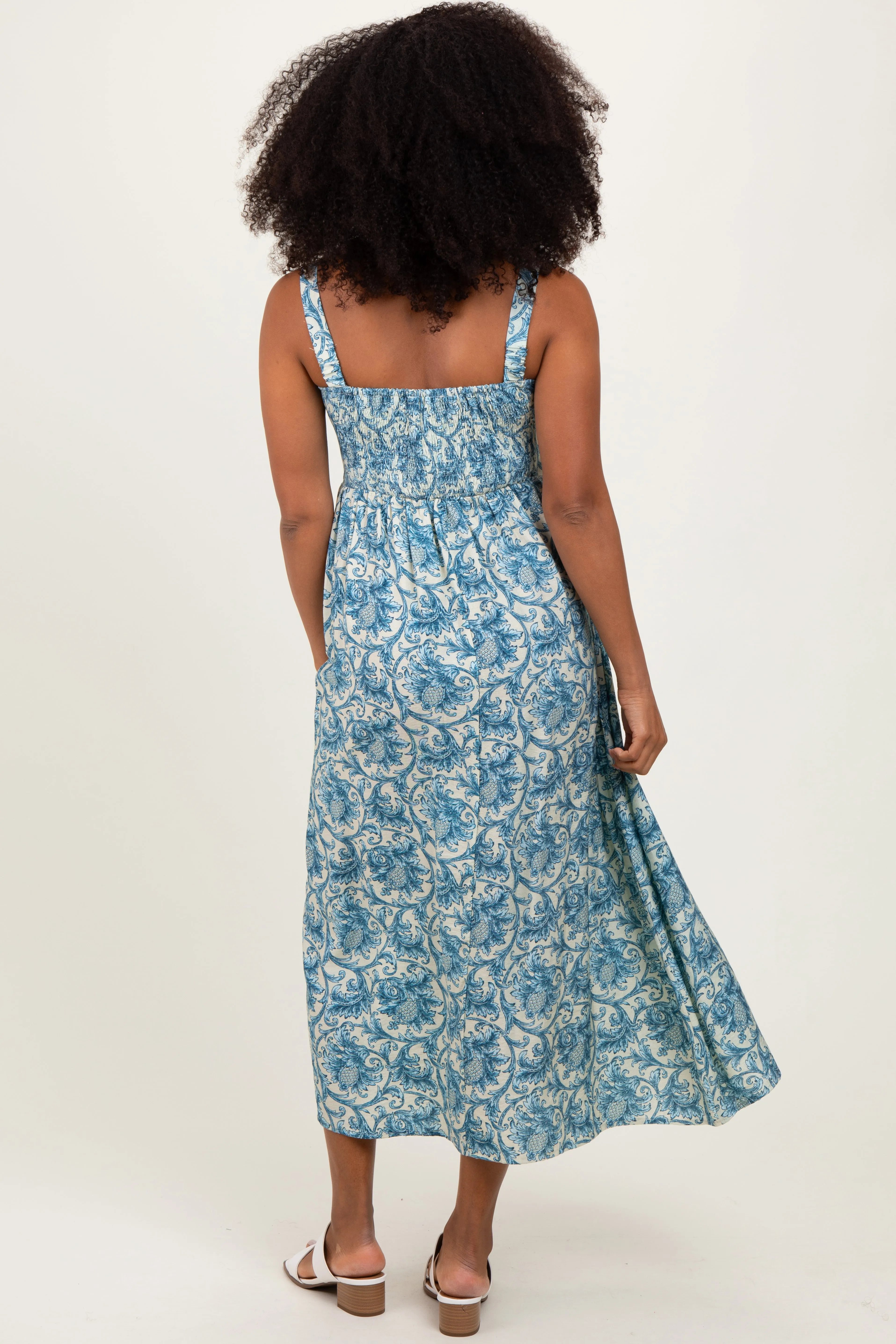 Blue Abstract Print Midi Dress sold by Pinkblush product image thumbnail 4