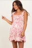Pink Printed Smocked Ruffle Strap Maternity Dress sold by Pinkblush