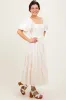 Cream Jacquard Puff Sleeve Tiered Midi Dress sold by Pinkblush