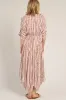Rust Printed Deep V-Neck Midi Dress sold by Pinkblush