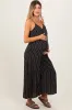 Black Striped Wide Leg Sleeveless Maternity Jumpsuit sold by Pinkblush