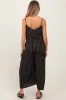 Black Striped Wide Leg Sleeveless Maternity Jumpsuit sold by Pinkblush