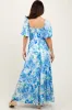 Blue Floral Smocked Puff Sleeve Maxi Dress sold by Pinkblush