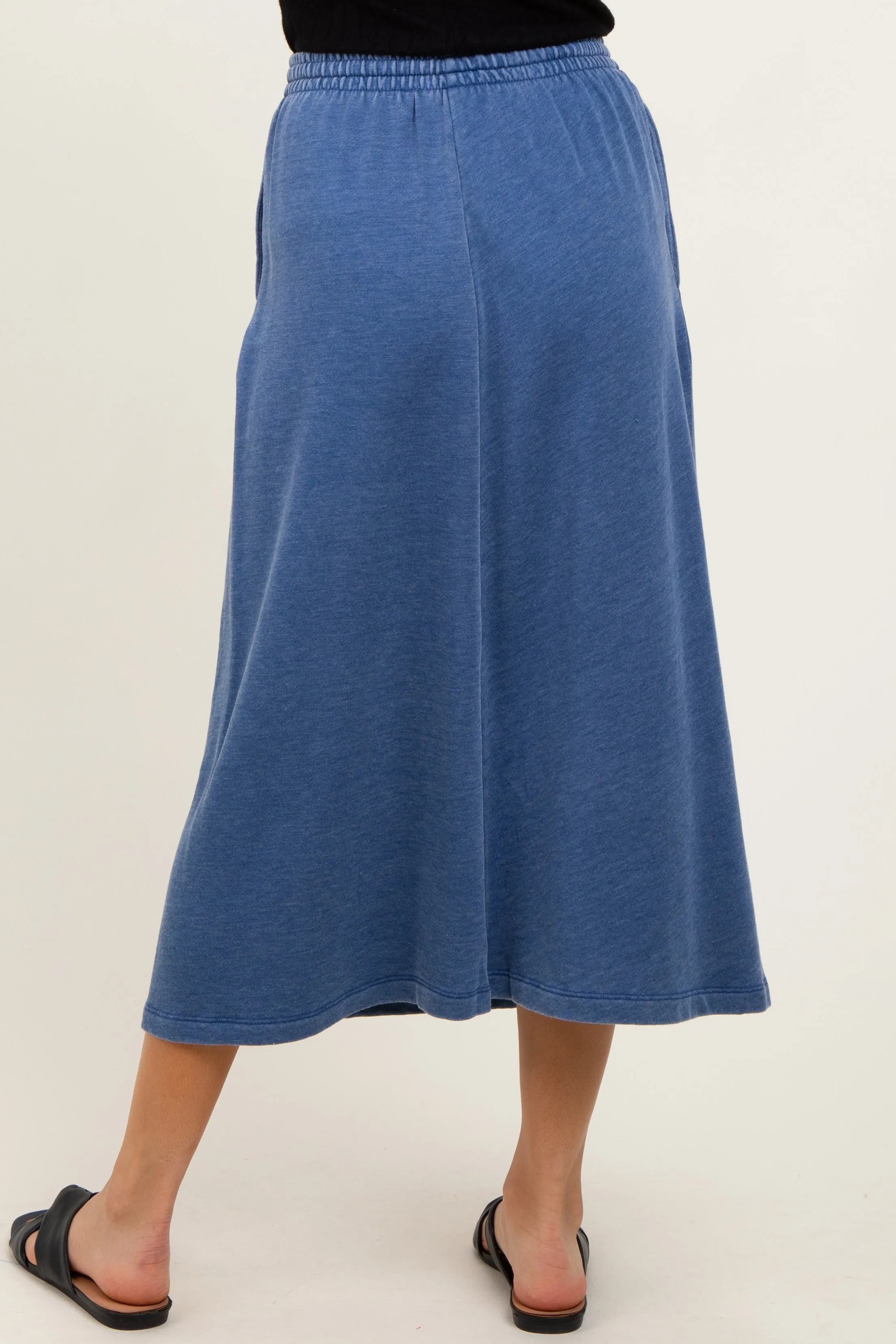 Light Navy Terry Drawstring Midi Skirt sold by Pinkblush product image thumbnail 3
