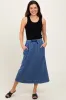 Light Navy Terry Drawstring Midi Skirt sold by Pinkblush