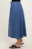 Light Navy Terry Drawstring Midi Skirt sold by Pinkblush