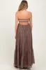 Brown Heart Print Twist Front Open Back Maternity Maxi Dress sold by Pinkblush
