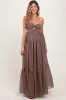 Brown Heart Print Twist Front Open Back Maternity Maxi Dress sold by Pinkblush