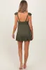 Olive Ribbed Ruffle Twist Front Maternity Swim Dress sold by Pinkblush