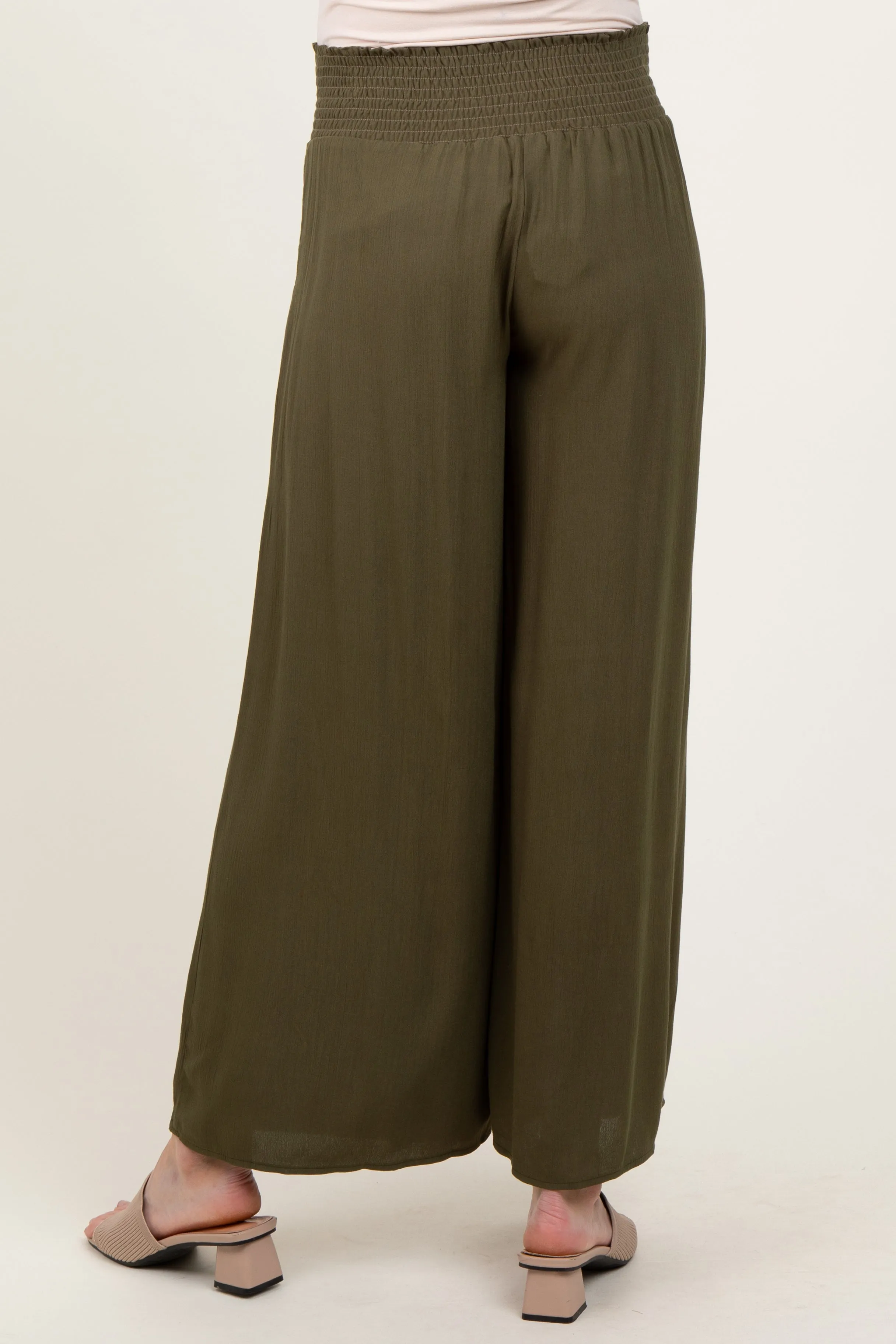 Olive Wide Smock Waist Maternity Pants sold by Pinkblush product image thumbnail 4
