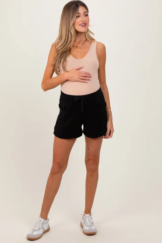Black Patch Pocket Maternity Shorts sold by Pinkblush