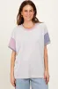 Cream Solid Ribbed Color Block Short Sleeve Maternity Tunic Top sold by Pinkblush