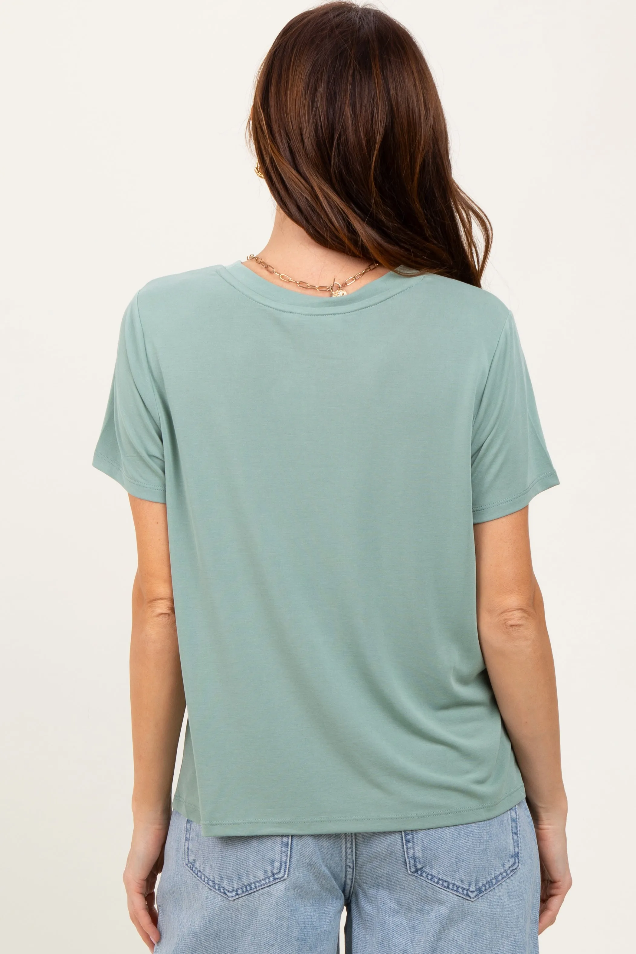 Sage Basic Round Neck Short Sleeve T-Shirt sold by Pinkblush product image thumbnail 3