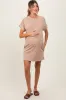 Light Taupe Maternity Mini T-Shirt Dress sold by Pinkblush