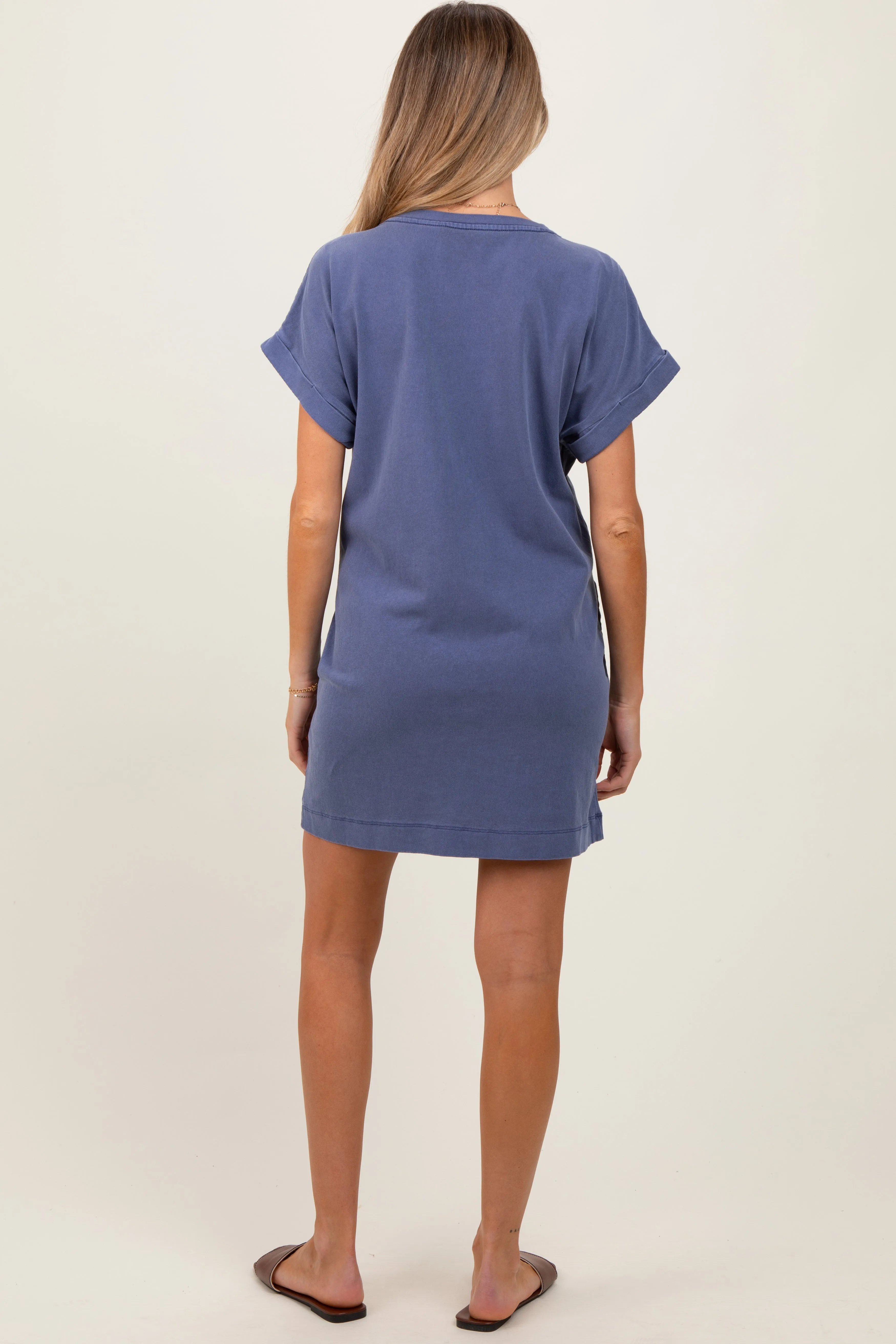 Light Navy Maternity Mini T-Shirt Dress sold by Pinkblush product image thumbnail 3