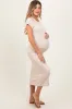 Cream Basic Crewneck Maternity Midi Dress sold by Pinkblush