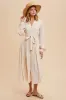 Beige Belted Long Sleeve Maternity Maxi Dress sold by Pinkblush