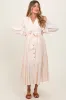 Beige Belted Long Sleeve Maternity Maxi Dress sold by Pinkblush