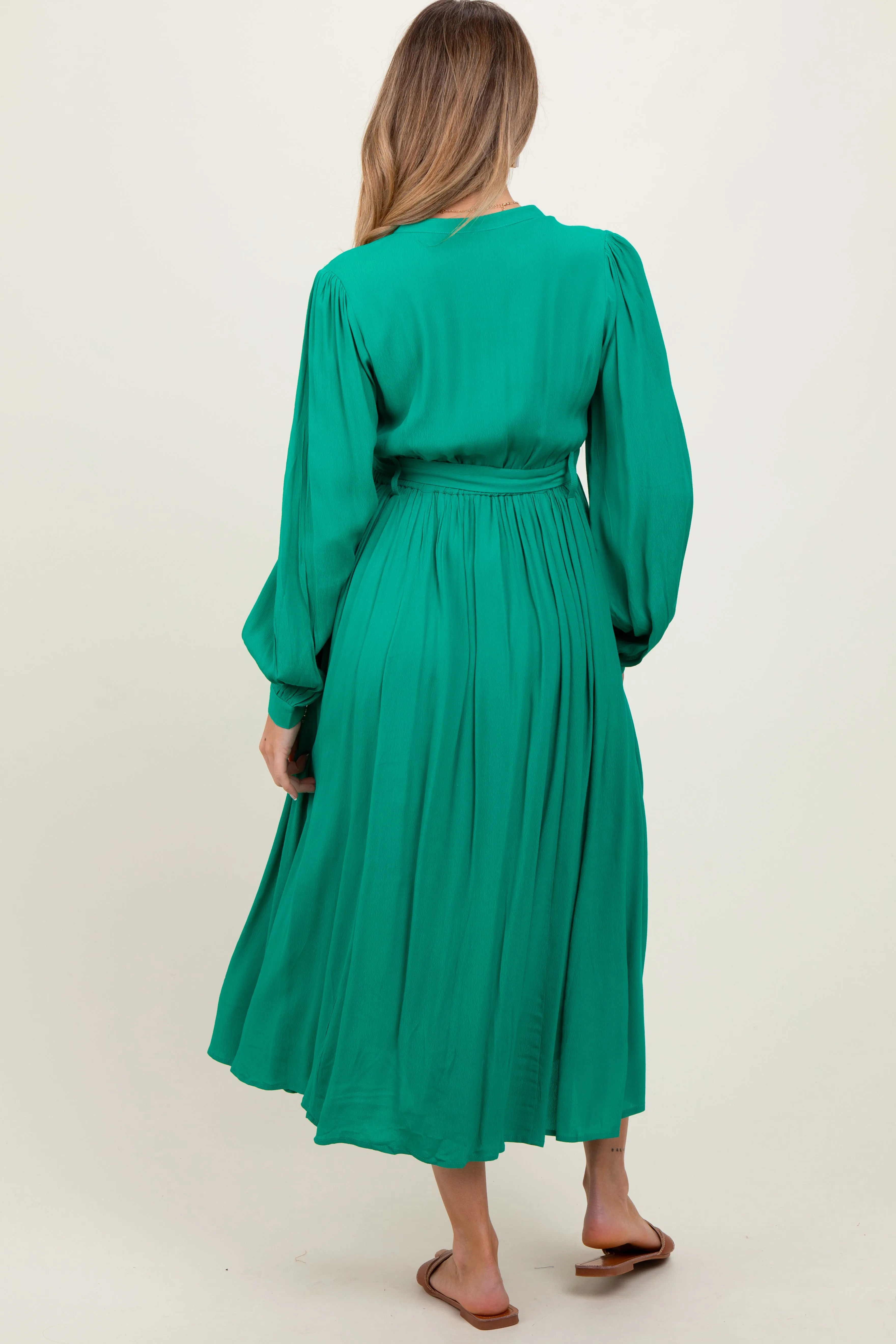 Jade Belted Long Sleeve Maternity Maxi Dress sold by Pinkblush product image thumbnail 4