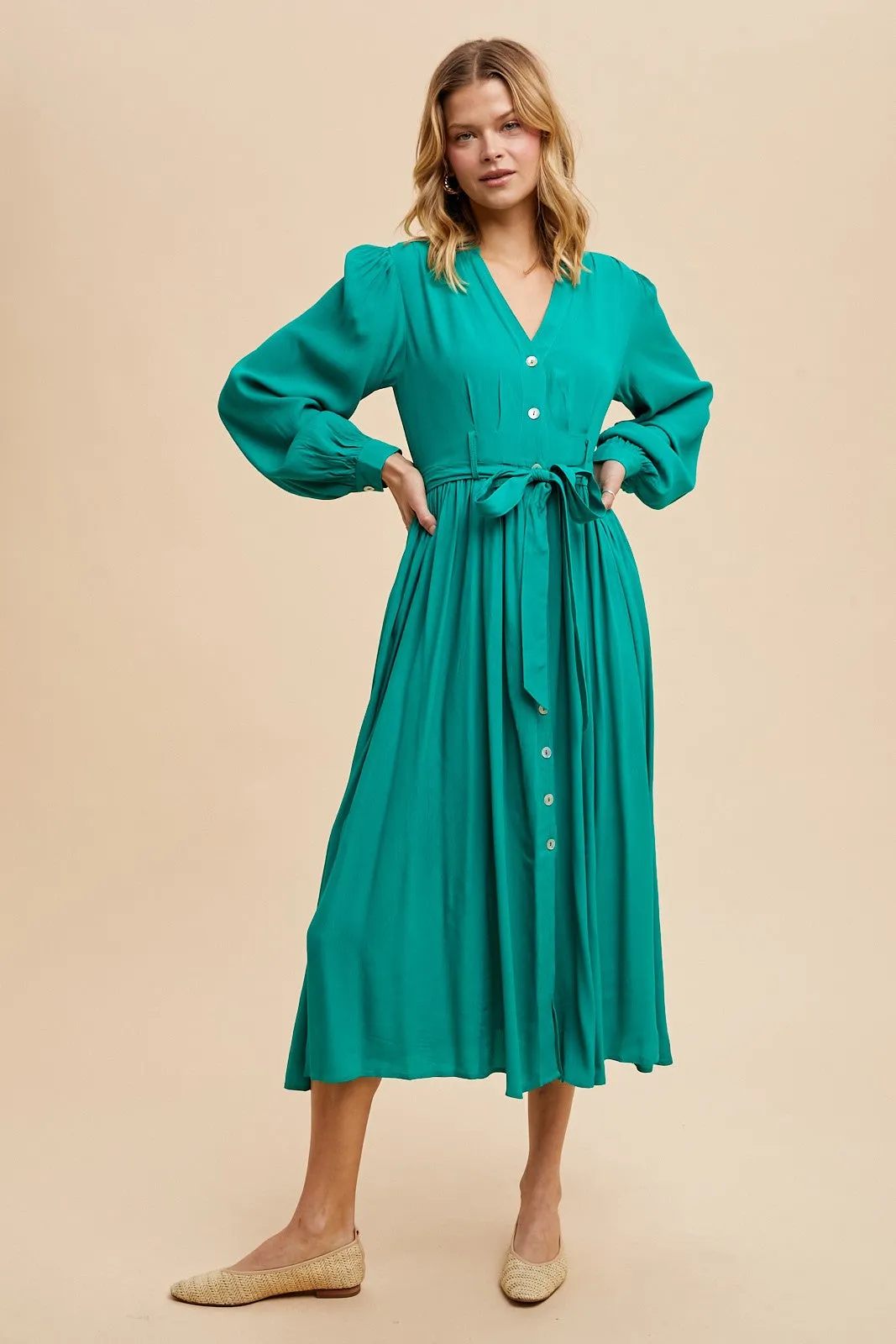 Jade Belted Long Sleeve Maternity Maxi Dress sold by Pinkblush product image thumbnail 5