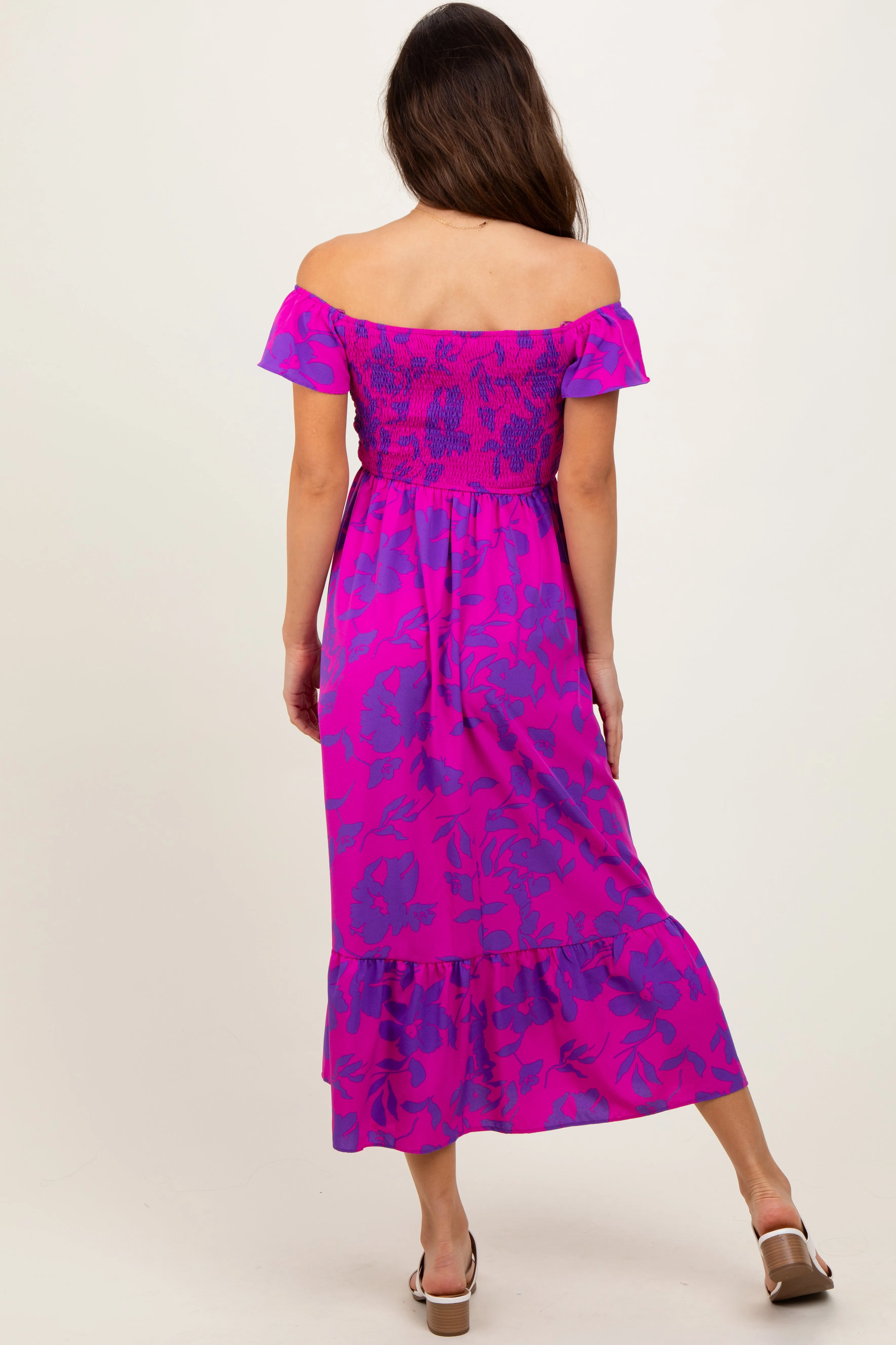 Magenta Multi Smocked Top Maxi Dress sold by Pinkblush product image thumbnail 4