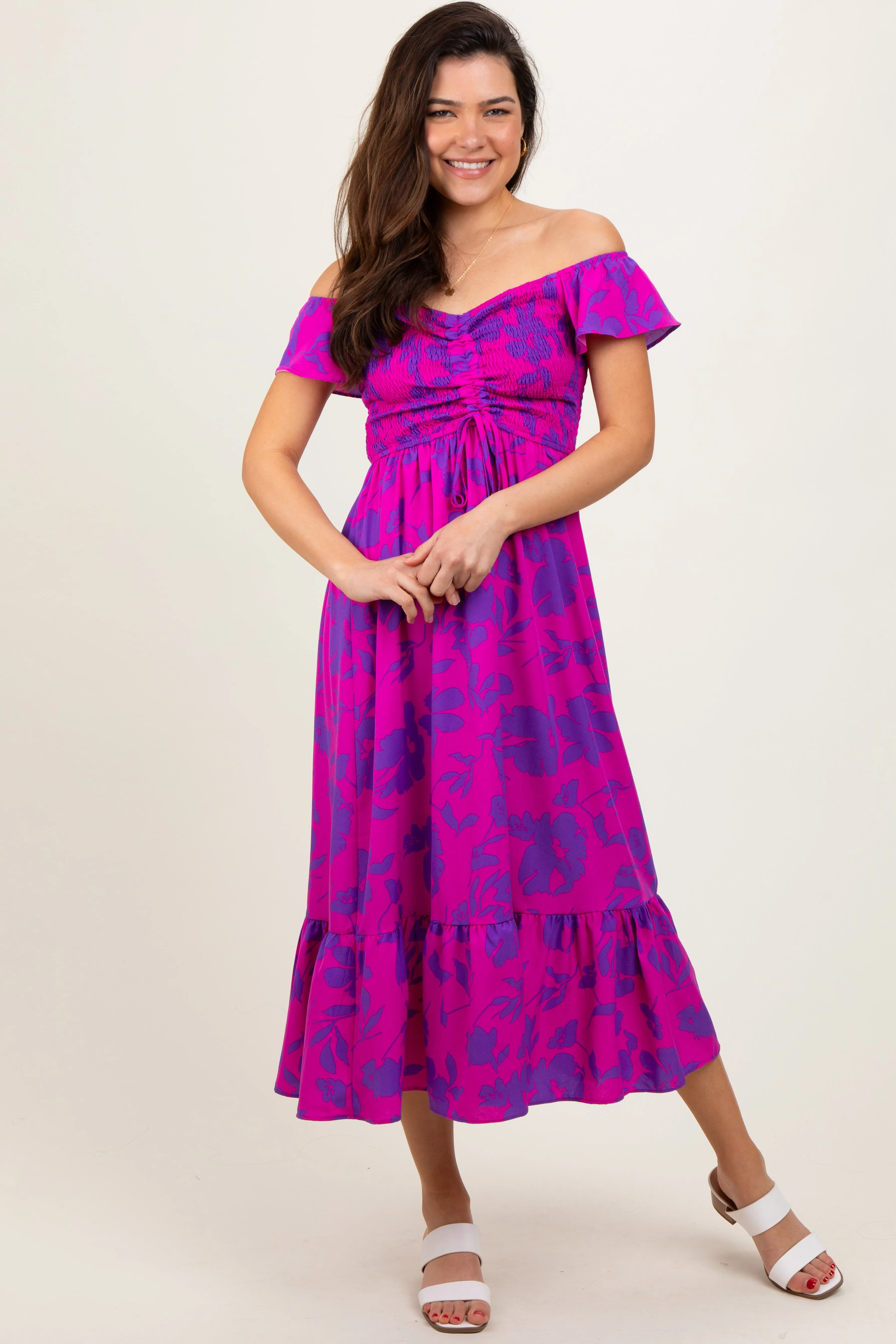 Magenta Multi Smocked Top Maxi Dress sold by Pinkblush product image thumbnail 2