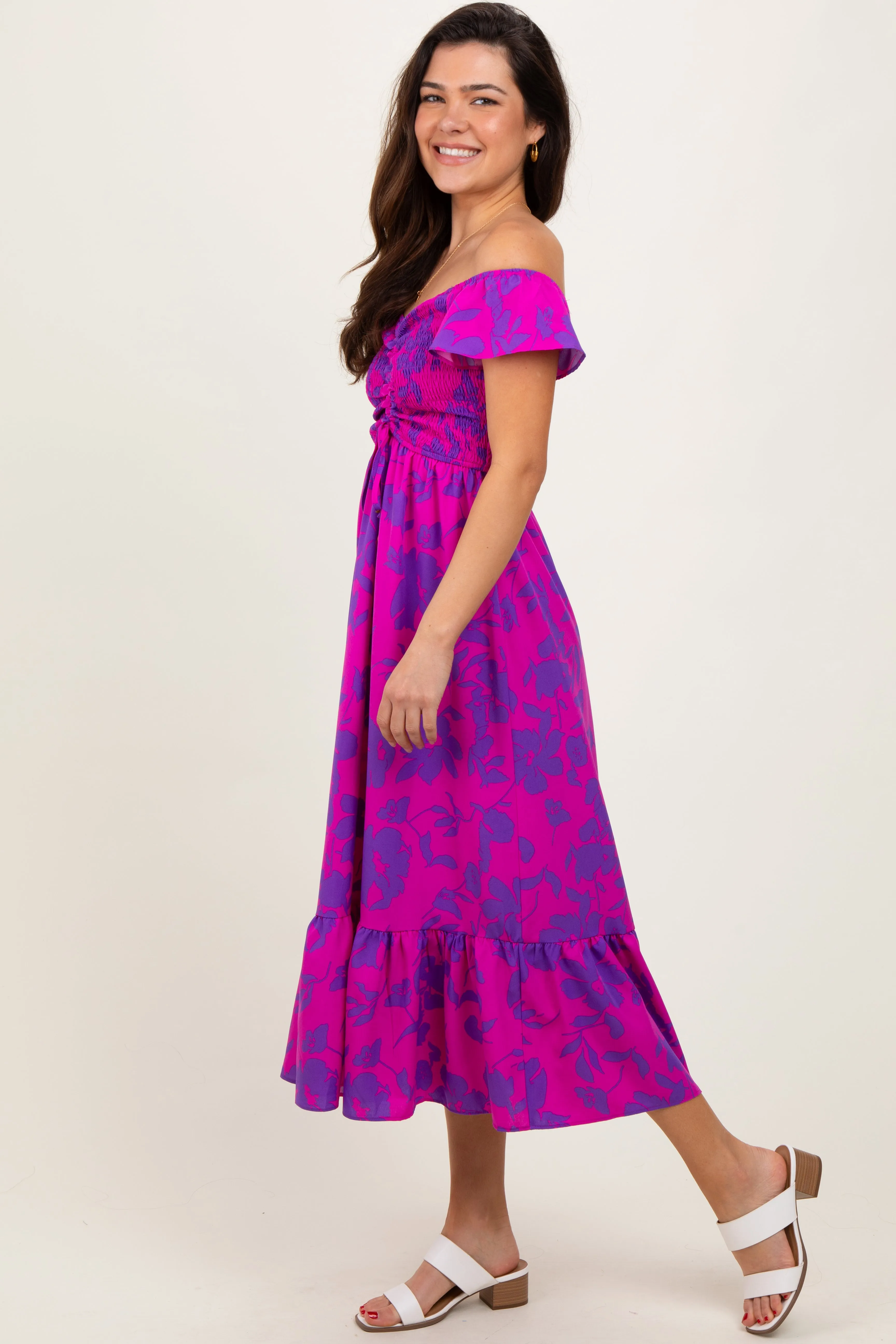Magenta Multi Smocked Top Maxi Dress sold by Pinkblush product image thumbnail 3