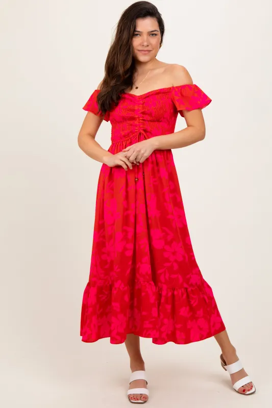 Red Multi Smocked Top Maxi Dress sold by Pinkblush