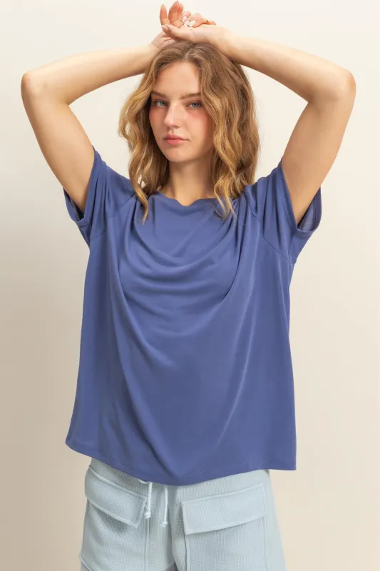 Navy Basic Round Neck Short Sleeve T-Shirt sold by Pinkblush