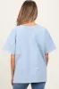Light Blue Oversized V-Neck Side Slit Maternity Tee sold by Pinkblush