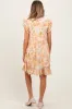 Orange Floral Chiffon Ruffle Short Sleeve Maternity Dress sold by Pinkblush