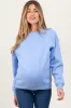 Light Blue Basic Fleece Crewneck Maternity Sweatshirt sold by Pinkblush