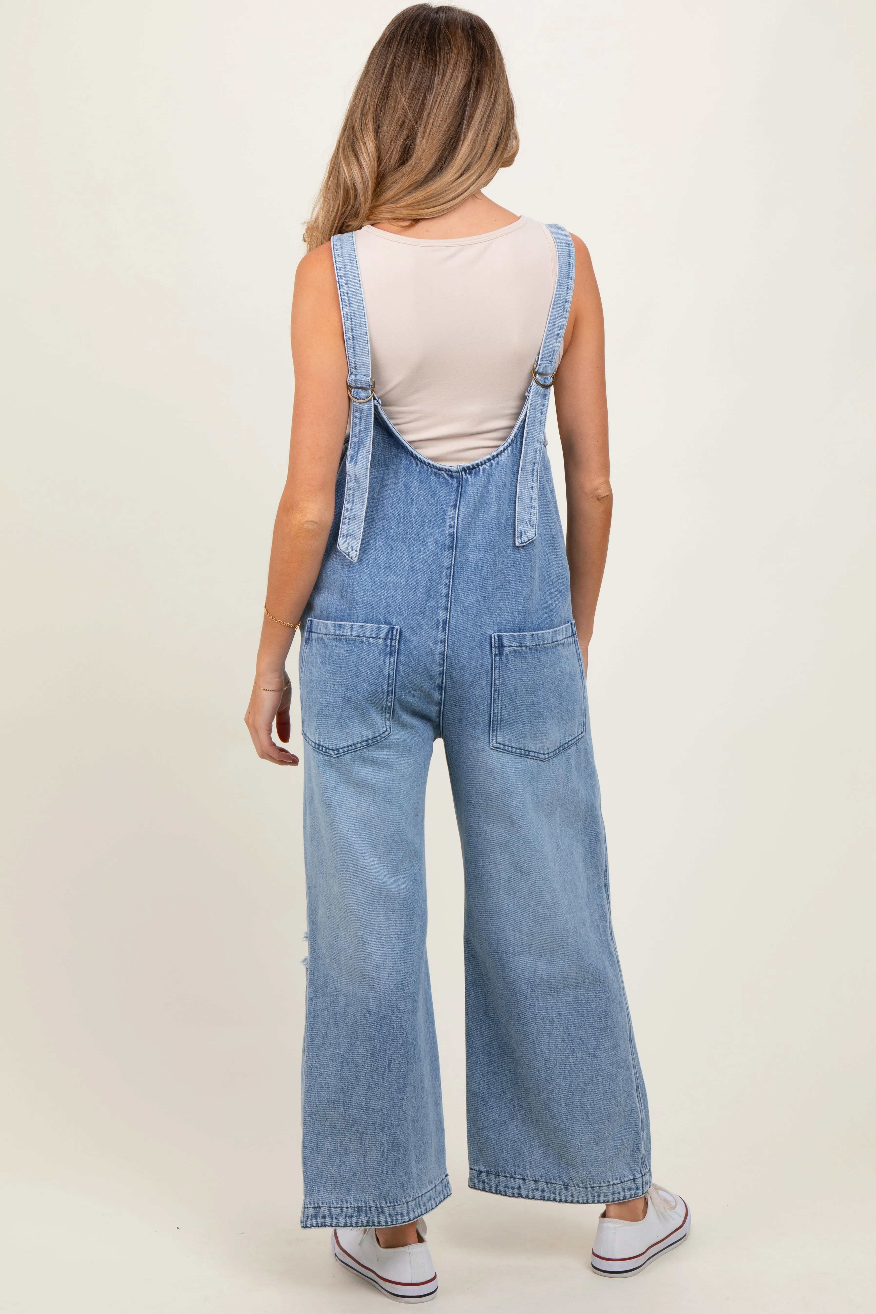 Blue Relaxed Fit Denim Maternity Jumpsuit sold by Pinkblush product image thumbnail 4