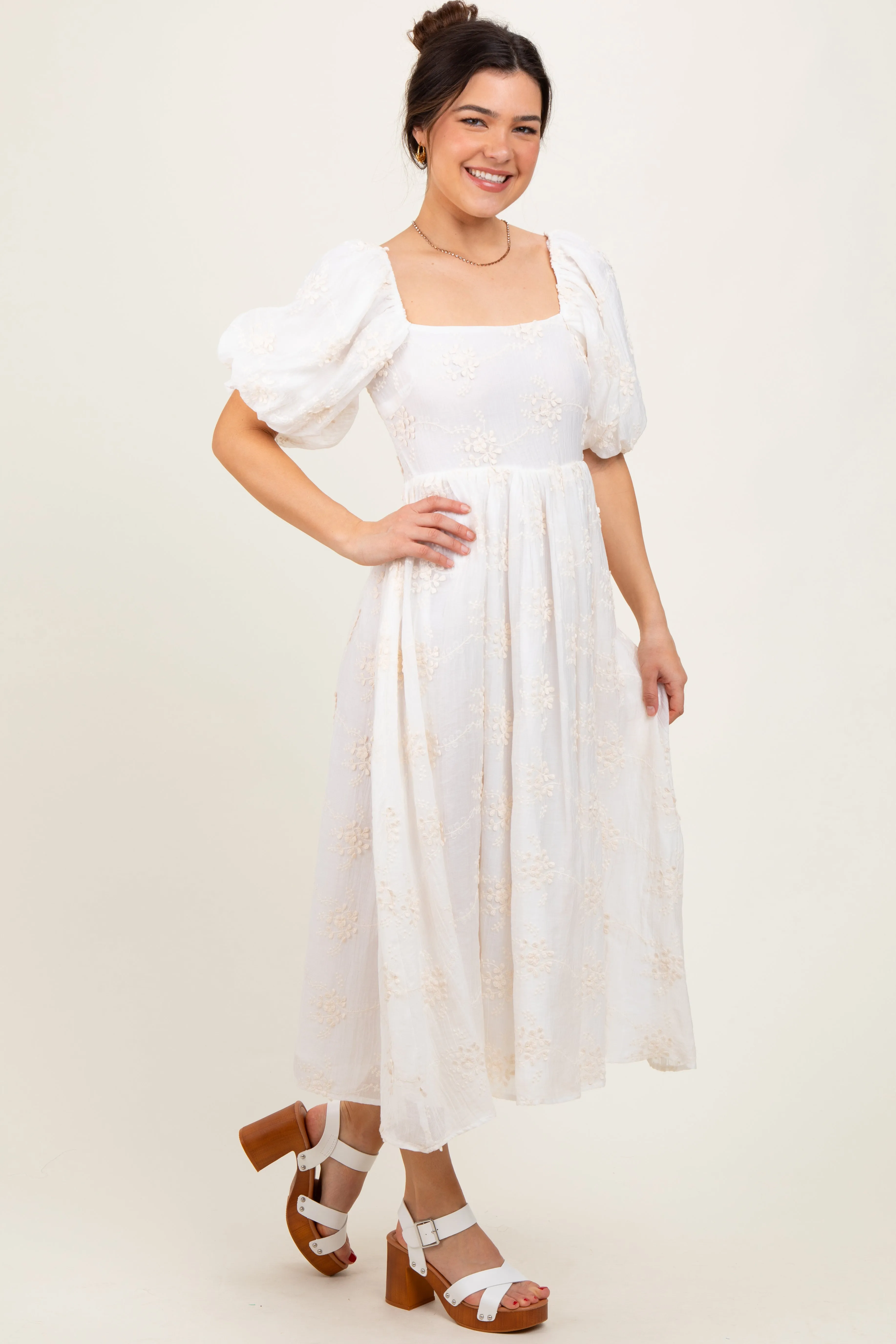 White Textured Midi Dress sold by Pinkblush product image thumbnail 2