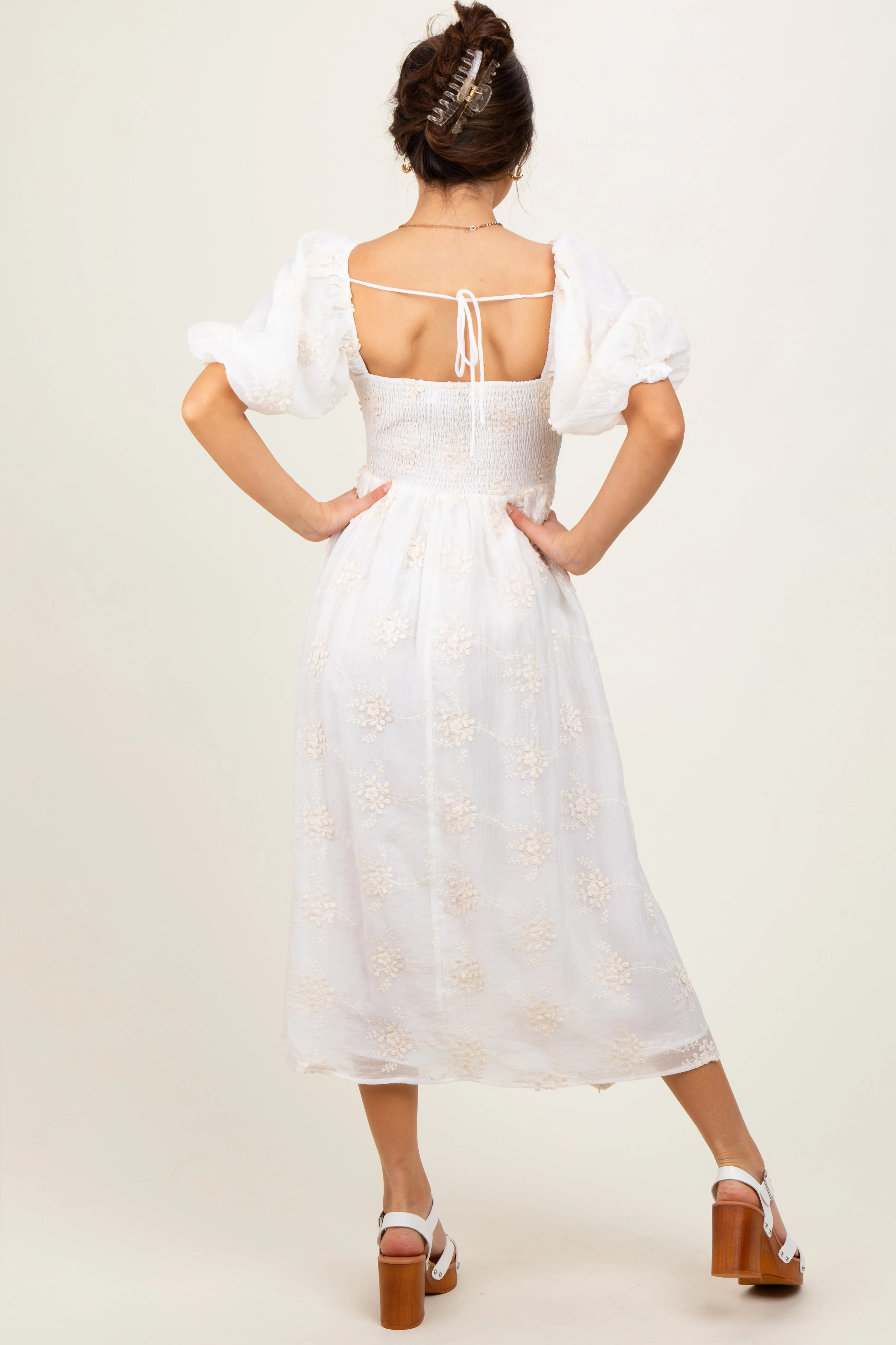 White Textured Midi Dress sold by Pinkblush product image thumbnail 3