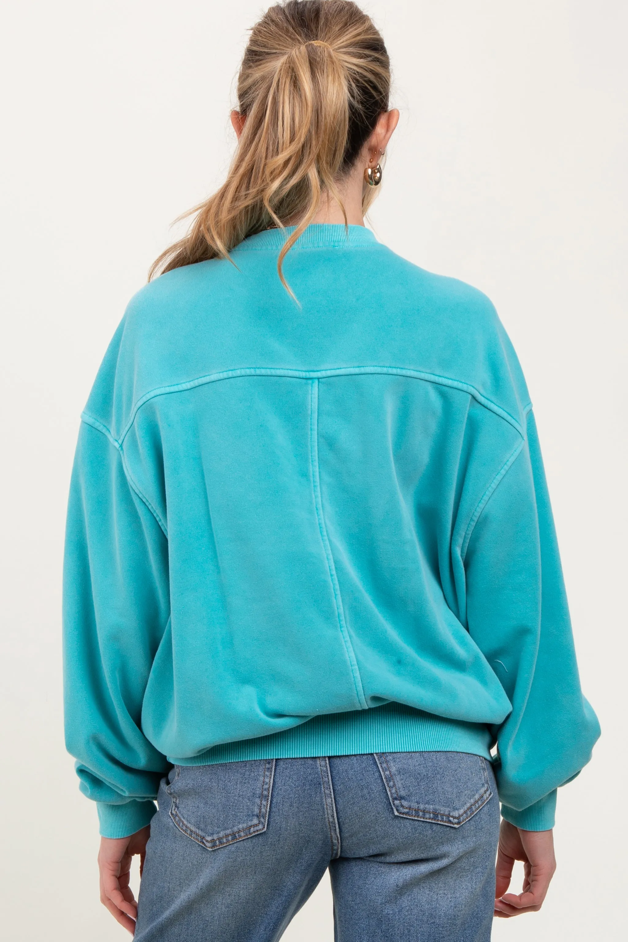 Turquoise Fleece Drop Shoulder Maternity Sweatshirt sold by Pinkblush product image thumbnail 3