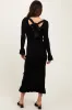 Black Ribbed Knit Bow Back Maxi Dress sold by Pinkblush