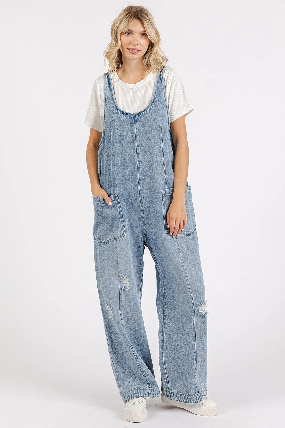 Blue Relaxed Fit Denim Jumpsuit sold by Pinkblush product image thumbnail 5