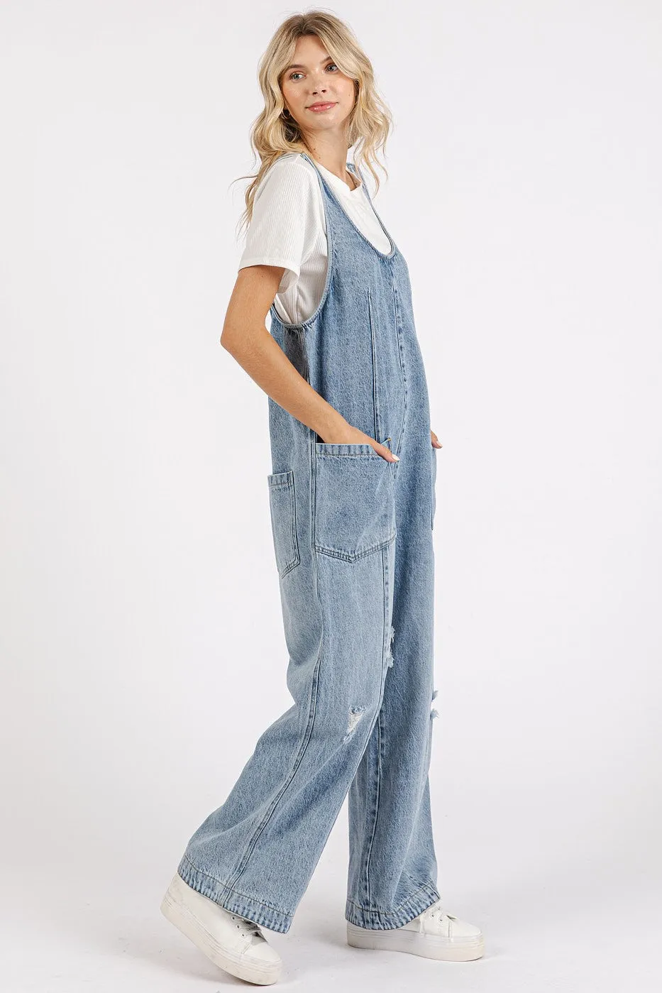 Blue Relaxed Fit Denim Jumpsuit sold by Pinkblush product image thumbnail 2