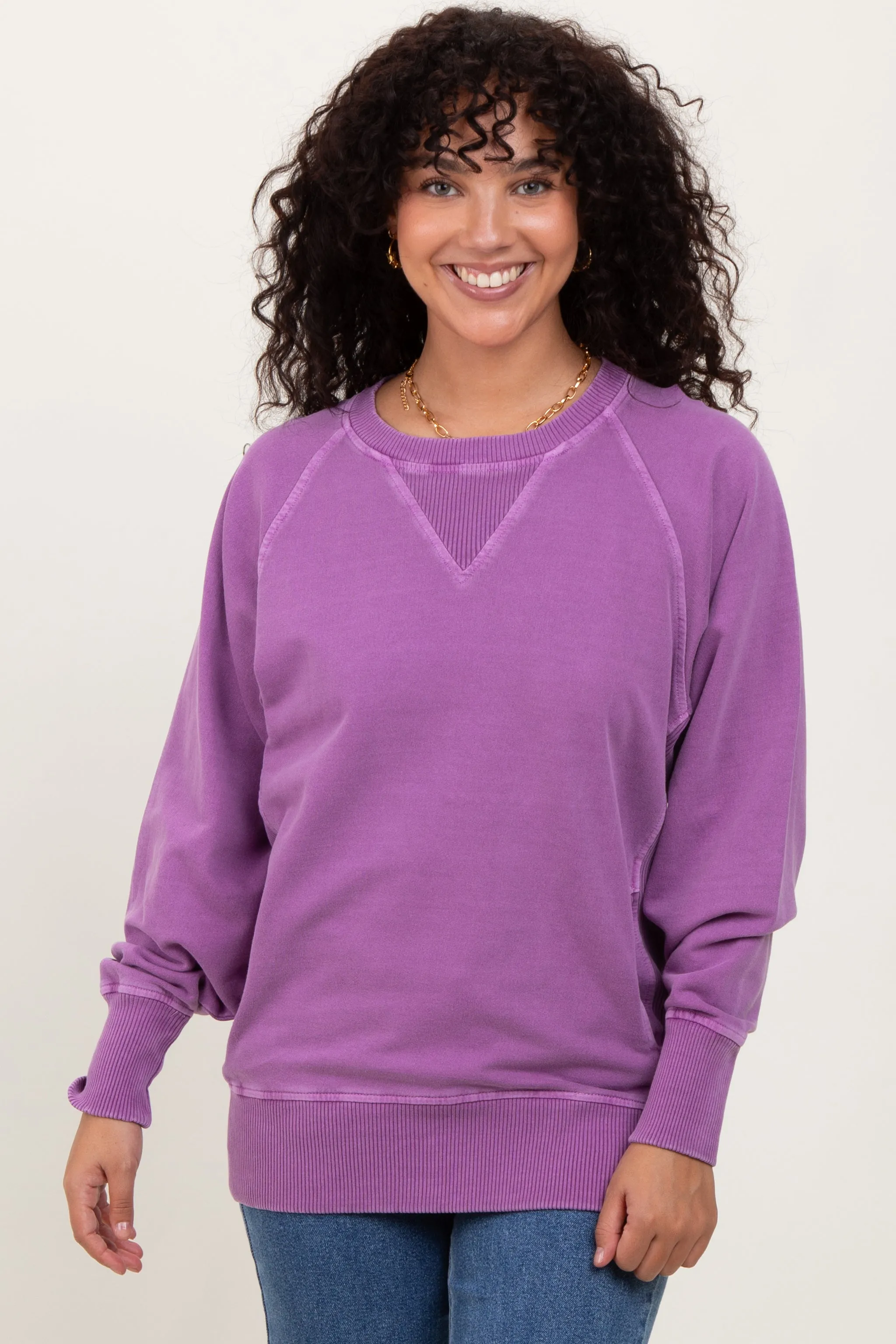 Violet Vintage Wash French Terry Pullover sold by Pinkblush product image thumbnail 2