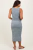 Light Blue Stripe Ribbed Sleeveless V Neck Maternity Maxi Dress sold by Pinkblush