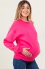 Fuchsia Basic Fleece Crewneck Maternity Sweatshirt sold by Pinkblush