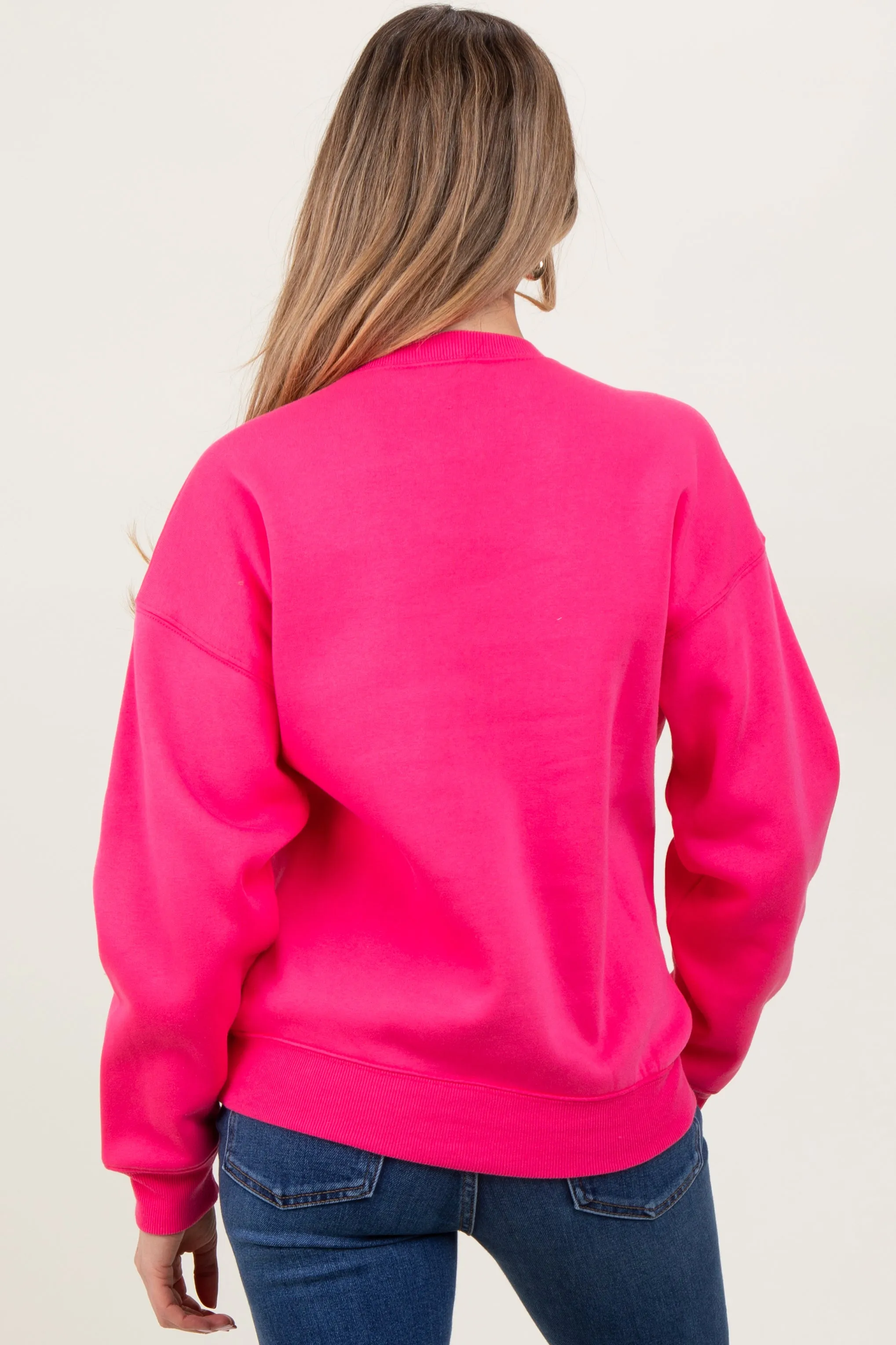 Fuchsia Basic Fleece Crewneck Maternity Sweatshirt sold by Pinkblush product image thumbnail 4