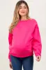 Fuchsia Basic Fleece Crewneck Maternity Sweatshirt sold by Pinkblush